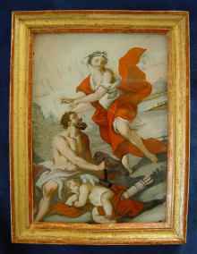 Antikes Hinterglasbild, antique fixe sous verre painting Antikes Hinterglasbild, antique fixe sous verre painting