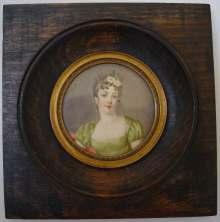Antike Miniatur, Portrait einer jungen, schönen Frau. Antique Miniature, a portrait of a beautiful young lady. Antike Miniatur, Portrait einer jungen, schönen Frau. Antique Miniature, a portrait of a beautiful young lady.