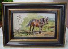 Karl Stuhlmüller (1859 München 1930). Pferd in weiter Landschaft. A fine portrait of a horse in a landscape.