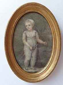 Antike Miniatur, Portrait der kleinen Aimé Rillet de Plantamour geboren 1806, gestorben 1810. Precious Antique Miniature Portrait of the little Aimé Rillet de Plantamour born 1806, she died 1810.