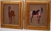 Emmanuel Grammont (Frankreich, geb. 1862) A PAIR of antique oil paintings, horses 