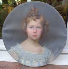 Antique portrait of a girl, 19th century.
