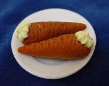 Vintage dessert-plate, sweet carrots with whipped cream.