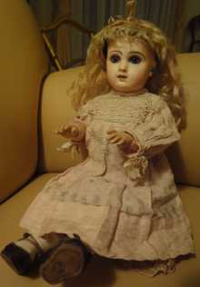 Antique French Bebe Jumeau doll, dated about 1890.
